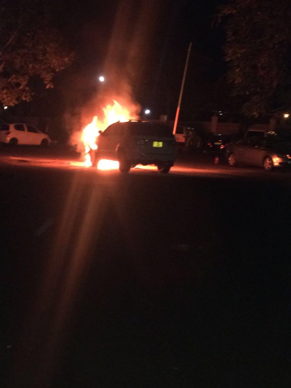 Jessie Kabwila vehicle up in flames (1)