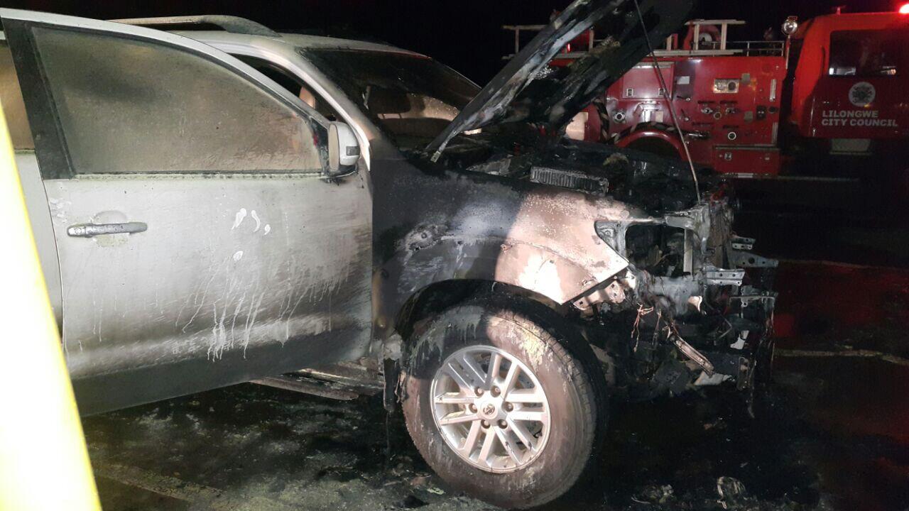 Jessie Kabwila vehicle up in flames (3)