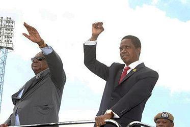 Edgar Lungu with Peter Mutharika