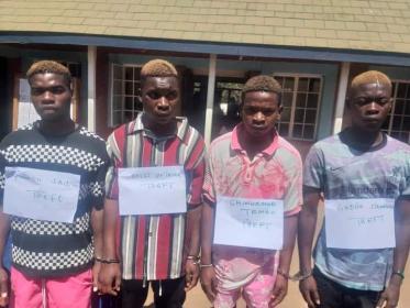 Police in Lilongwe arrest four men for jumping into a moving vehicle to steal Grocery items.