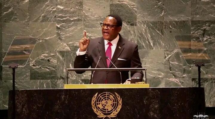 President Lazarus Chakwera Chakwera delivering the Malawi National Address to the 78th United Nations General Assembly (UNGA) Conference in New York on 21 September, 2023