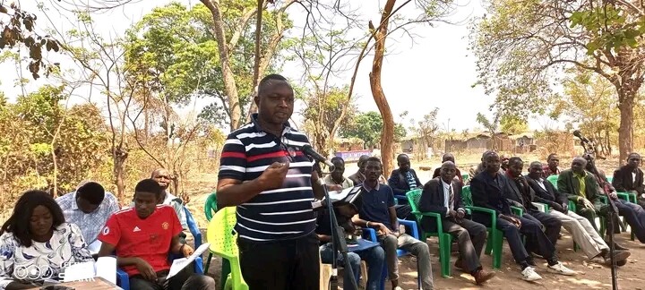 Senior Mtema speaking during land registration sensitisation campaign organised by Ministry of Lands with support from Centre for Environmental Policy for Advocacy (CEPA).