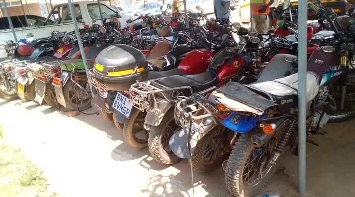 Police impound motorcycles in Mzuzu