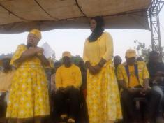 Lilian Patel (L) and Ntiya Ward candidate Fatima Thewe during a campaign rally in Zomba