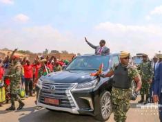 President Lazarus Chakwera of Malawi arrives in Kasungu
