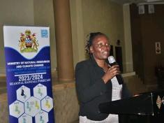 DCCMS Director Lucy Mtilatila speaking during a forum in Lilongwe