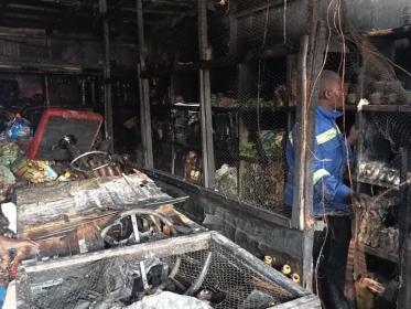 The shop which was hit by fire on October 10, 2023