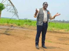 President Lazarus Chakwera during the launch of the Katunga -Maseya (KAMA) cooperative Mega Farm in Chikwawa district in October 2023