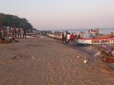 Fisherman and Fishing boats on Lake Malawi in Salima