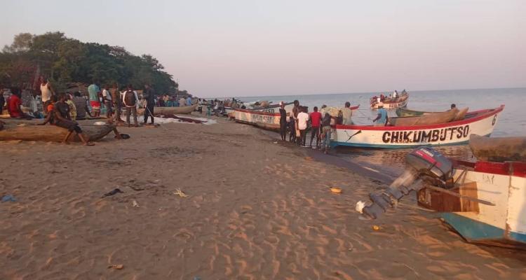 Fisherman and Fishing boats on Lake Malawi in Salima