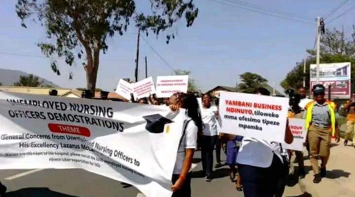 Nursing Officers in Malawi took to the streets in October 2023 to demand government to employ them