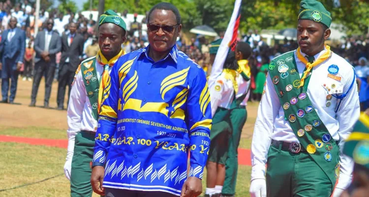 President Lazarus Chakwera during the Blantyre Centenary Celebrations of the Seventh Day Adventist church at Njamba Freedom Park in Blantyre.