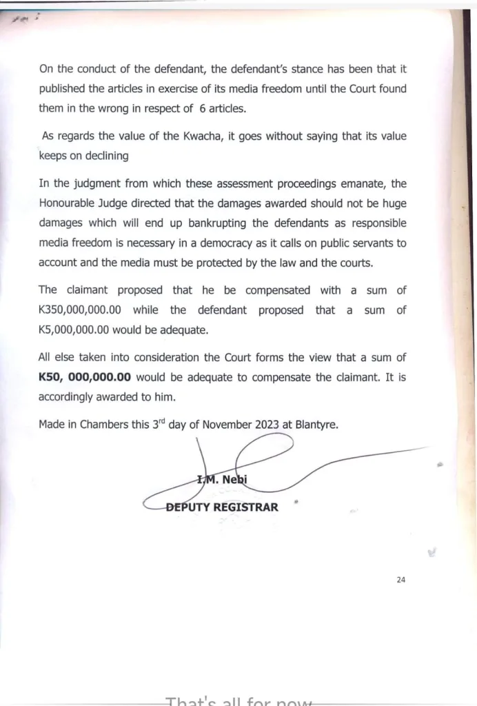 High Court ruling on Times Group Vs George Chaponda