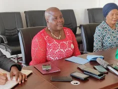 Khumbize Kandodo Chiponda speaking in Lilongwe during a press briefing on the Sadc malaria week