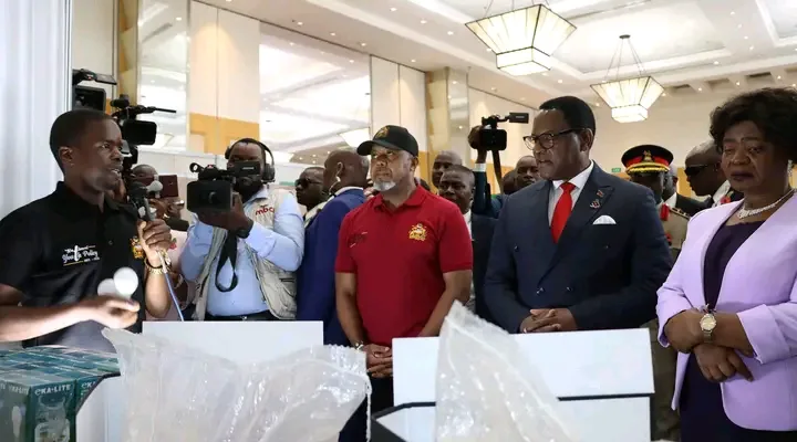 President Lazarus Chakwera, Vice President Saulos Chilima and First Lady Monica Chakwera during launch of youth policy in Malawi