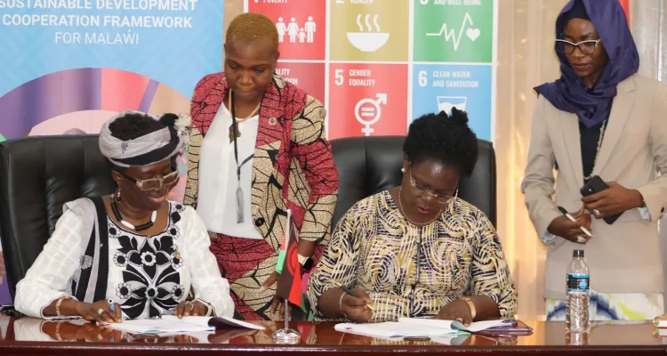 Secretary to the President and Cabinet, Colleen Zamba and UN representative in Malawi Rebecca Ada Donto