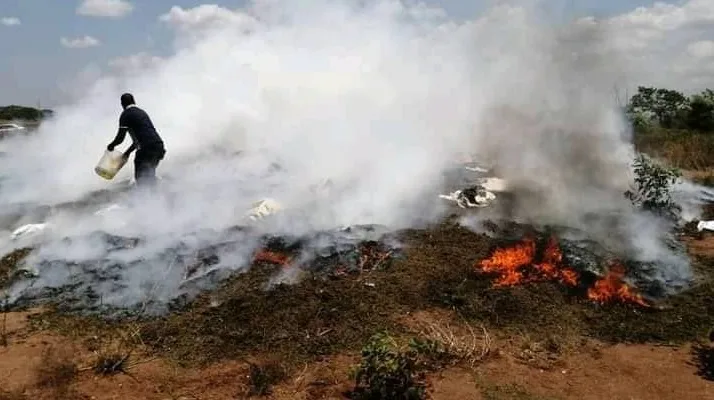 Malawi Police burning chamba on November 3