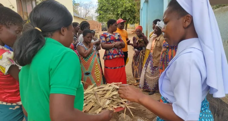 One of the trainers to impart knowledge and skills in energy saving stove making to women as part of conserving the environment.