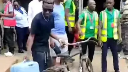 Black Nina at an airport in Malawi where he wanted to carry his bicycle into a plane