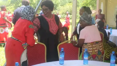 Malawi First Lady Monica Chakwera in Mangochi with elderly women in December 2023