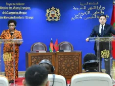 Malawi Minister of Foreign Affairs Nancy Tembo during a news conference with Morocco’s Minister of Foreign Affairs Nasser Bourita,