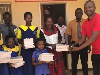 An organisation called Harmony for Families and Communities has donated notebooks and pens to needy learners at Sakata Primary School, Traditional Authority Nkagula in Zomba.