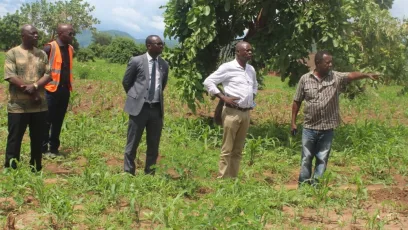 inspection site for the construction of the houses at Makumba Village, in the area of Traditional Authority (TA) Chowe in Janaury, 2024 by Minister of Lands Deus Gumba said late Masauko Chipembere