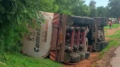 Fuel tanker overturn in Lumbadzi