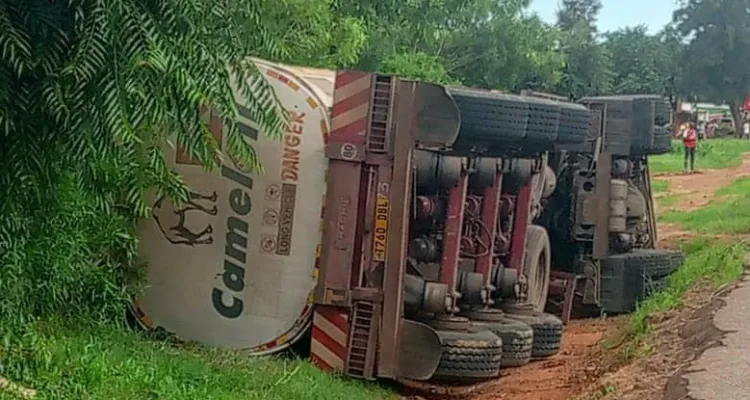 Fuel tanker overturn in Lumbadzi