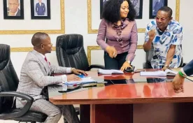 Shepherd Bushiri with Nigerian actor Nkem Owoh in Lilongwe Malawi