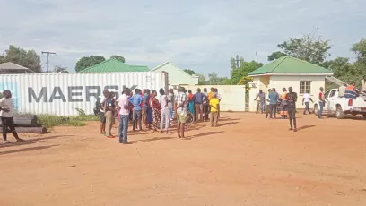 People in Balaka protesting at ESCOM offices in the district