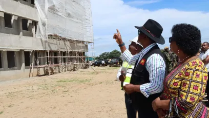 President Lazarus Chakwera and First Lady Monica touring the M’mbelwa Office Complex in Mzimba