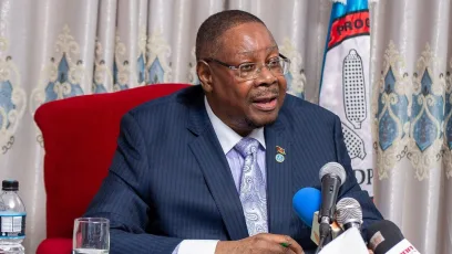 Peter Mutharika speaking in Mangochi in March 2024