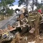 Aircraft wreckage from the Malawi plane crash in a rural area.