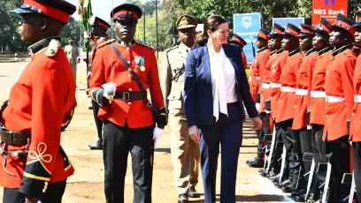 British High Commissioner Leigh Stubblefield inspecting a Malawi Defence Force guard of honour during an official military visit