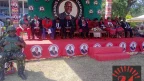 MCP supporters at the Kamuzu Day parallel rally in Lilongwe Malawi on May 14 2026 in front of a podium decorated with Lazarus Chakwera's face rather than Kamuzu Banda's with all attendants wearing Chakwera party attire and no Kamuzu regalia in sight