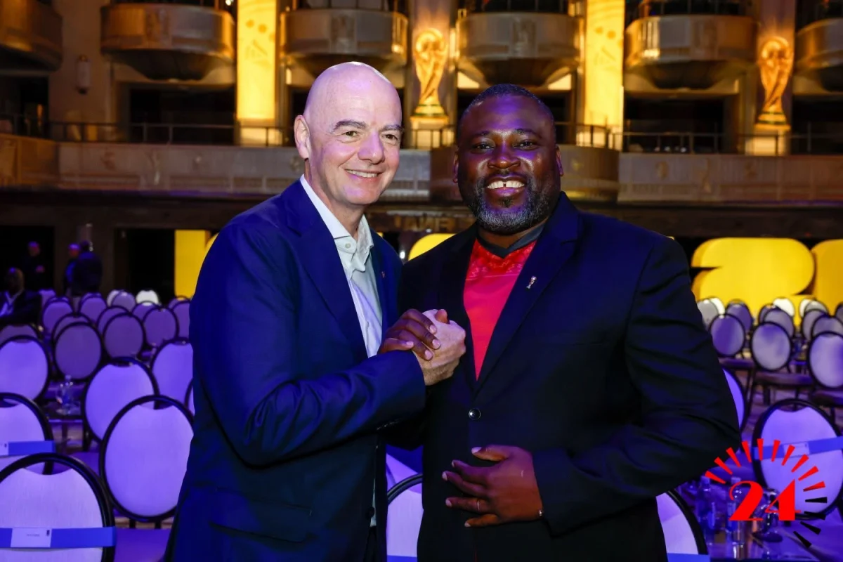 FAM President Fleetwood Haiya poses with FIFA President Gianni Infantino during the 2026 FIFA World Cup. - Malawi24
