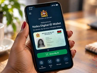 Nzika Digital ID Wallet app showing a Malawi national ID on a smartphone screen